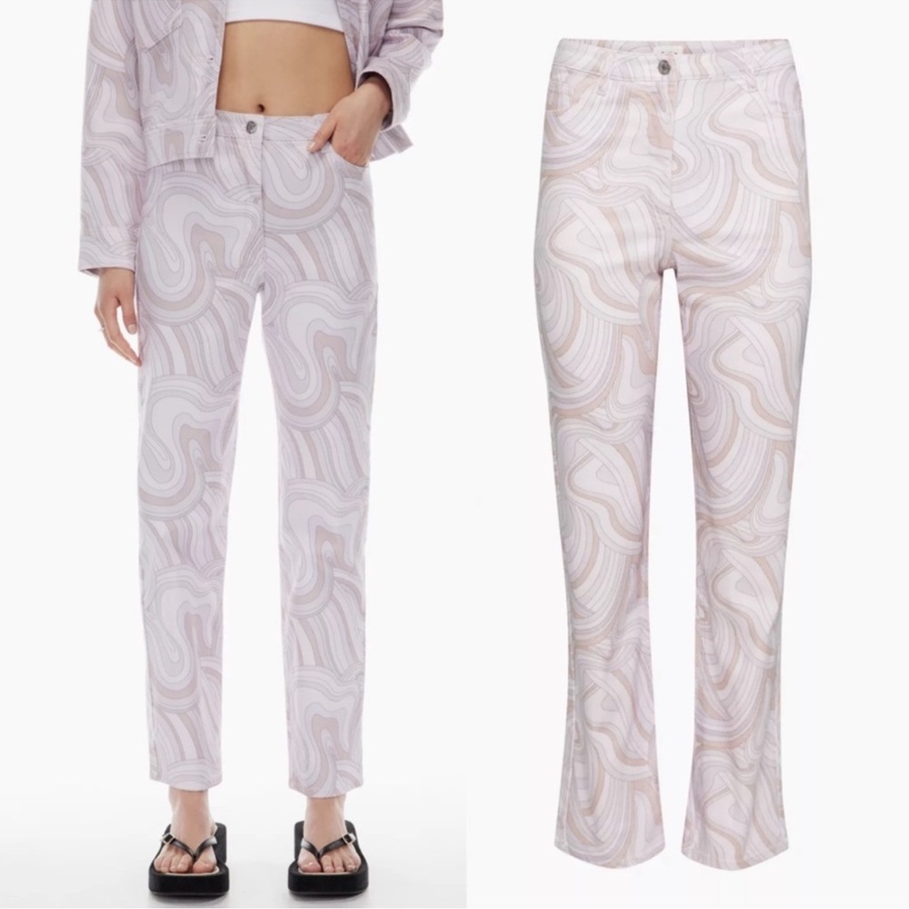 Wilfred Free Aritzia Vera Pant Soft Swirls Neutrals Size 6 High Rise Straight